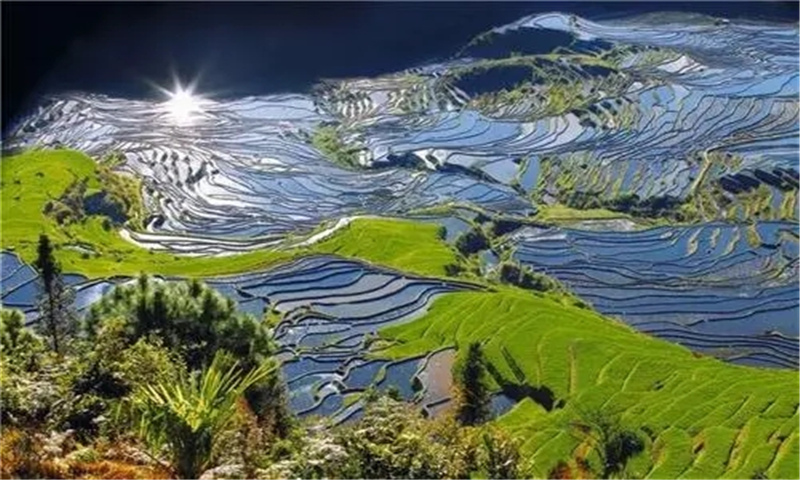 云南紅河旅游—云南十大特色旅游新地標(biāo)：撒瑪壩萬(wàn)畝梯田景區(qū)